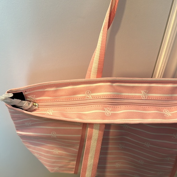 Pink and White Striped Victoria Secret Tote - Picture 4 of 6